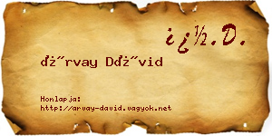 Árvay Dávid névjegykártya